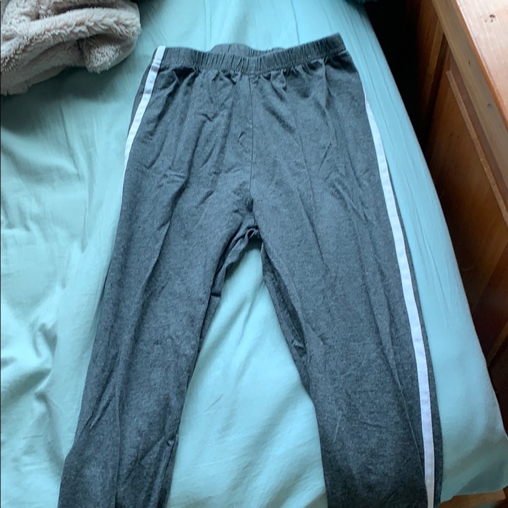 grey and white striped leggings